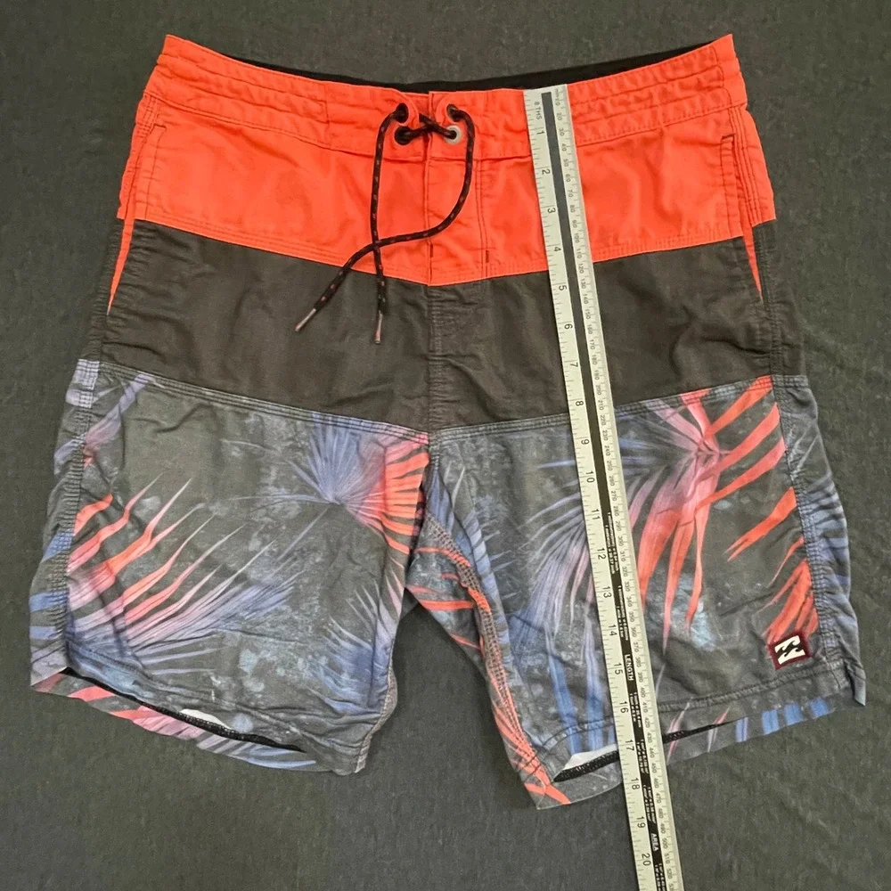 Billabong Lo Tides Mens Board Shorts Orange Black Tropical Palm M127FTLP Size 28